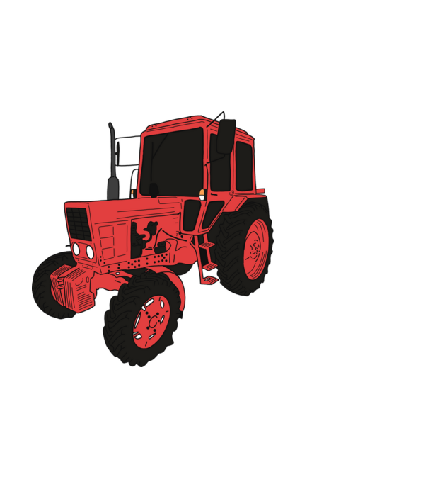 Traktor minta fehér pólón