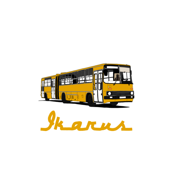 Busz minta fehér pólón
