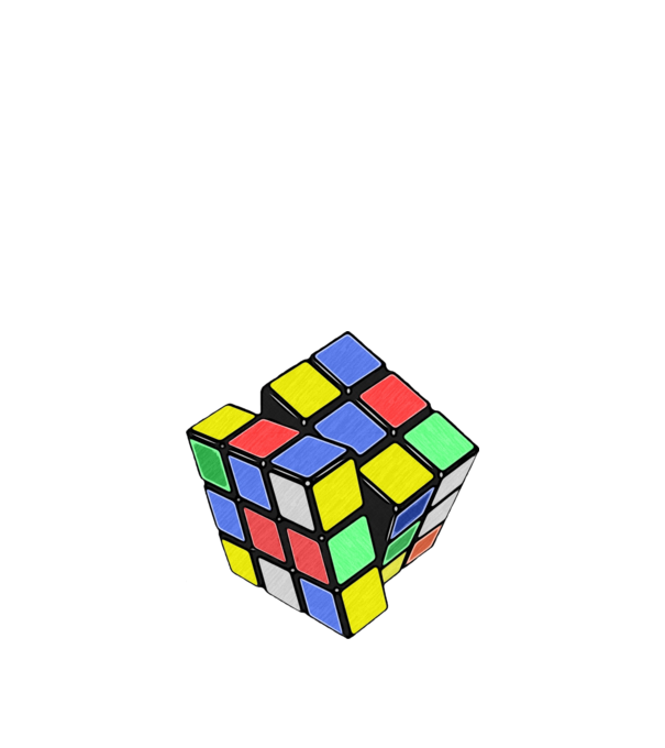 Rubik kocka minta fehér pólón