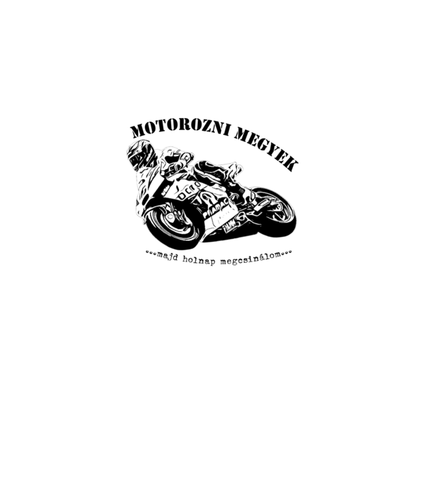 MOTOROZNI MEGYEK minta fekete pólón
