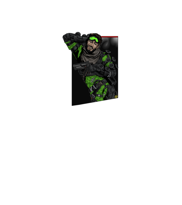 Apex Legend Mirage minta fehér pólón