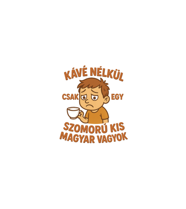 Kávé nélkül csak egy szomorú kis magyar vagyok minta fehér pólón