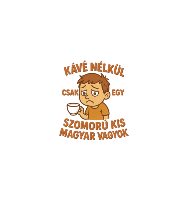 Kávé nélkül csak egy szomorú kis magyar vagyok minta szürke pólón