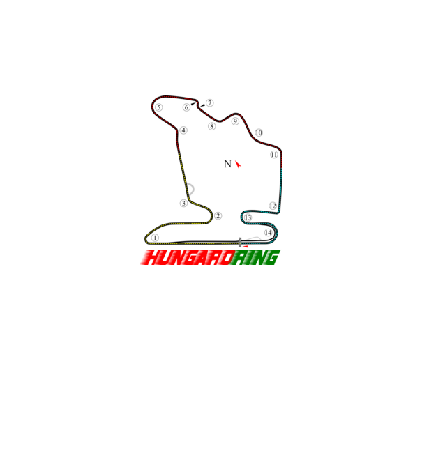 Hungaroring forma 1 pálya minta fehér pólón
