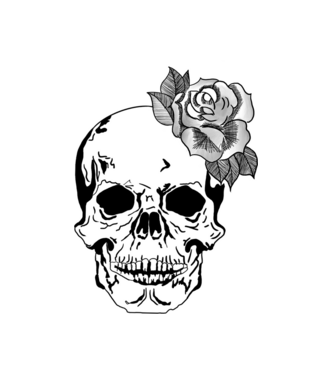 Skull Flower minta fehér pólón