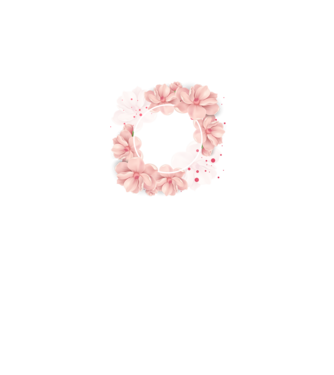 rózsaszín virág keret minta fehér pólón