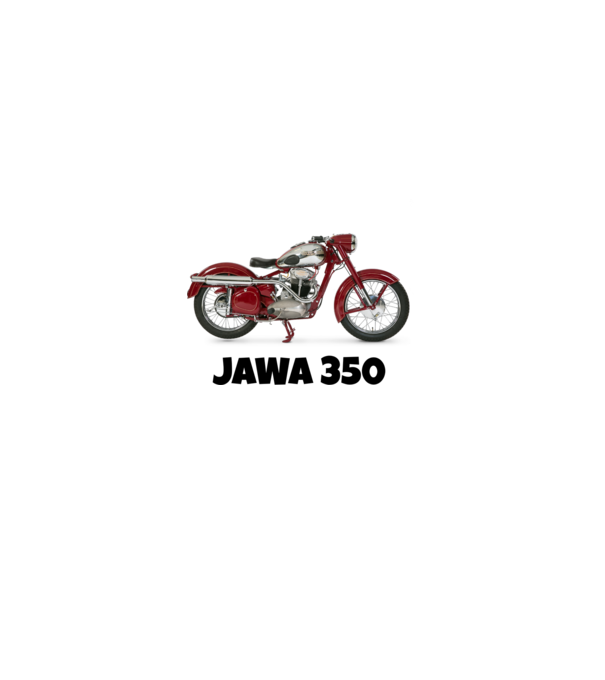 Jawa 350 szerkesztőben színezhető felirat minta fehér pólón
