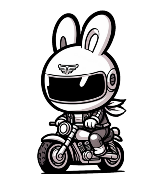 Motoros Nyúl minta fekete pólón