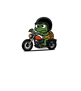 Motoros teknős minta fehér pólón