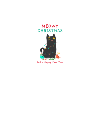 Meowy christmas and a Happy Purr Year minta fehér pólón
