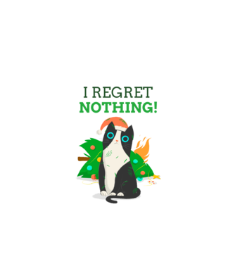 I regret nothing christmas cat minta almazöld pólón