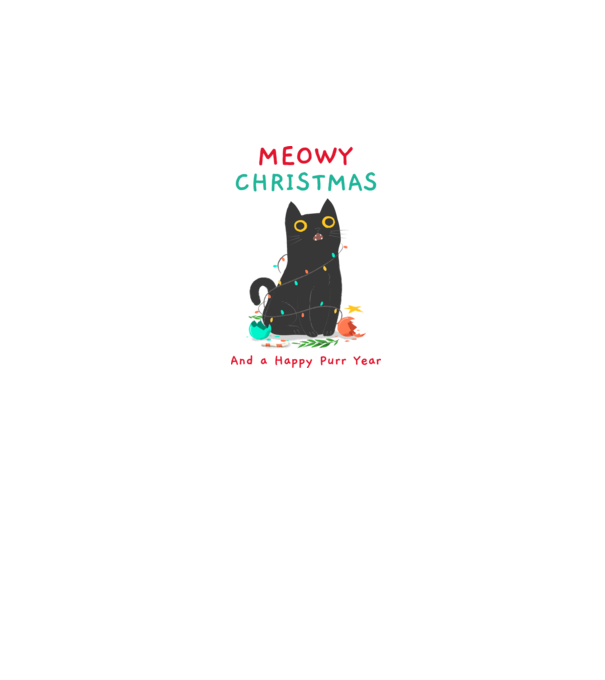 Meowy christmas and a Happy Purr Year minta szürke pólón