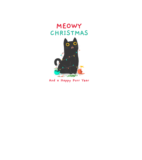 Meowy christmas and a Happy Purr Year minta fehér pólón