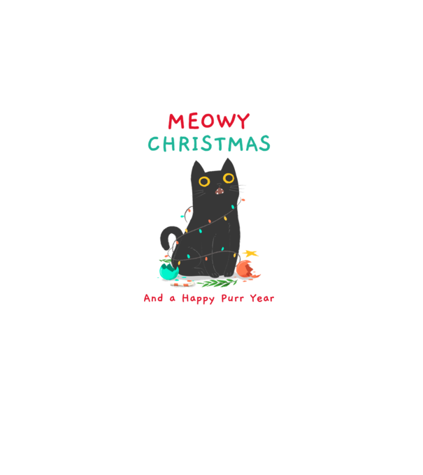 Meowy christmas and a Happy Purr Year minta fehér pólón