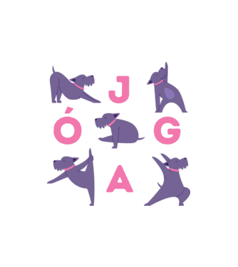 Kutyás jóga minta minta homokszín pólón