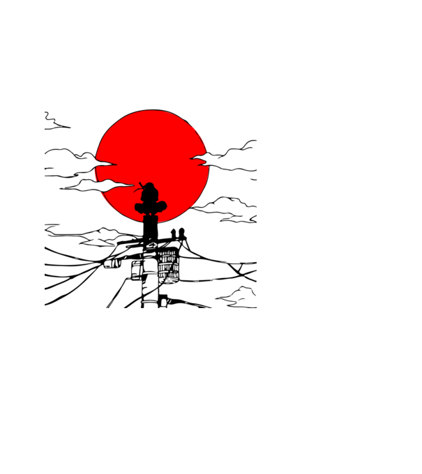 naruto sziluett fekete minta fehér pólón