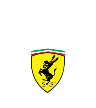 Ferrari csacsi vicces logó minta fehér pólón