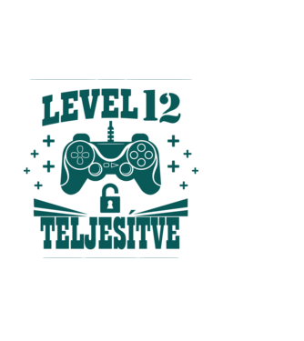 Level 12 teljesítve Szülinapos pólóminta minta világoskék pólón