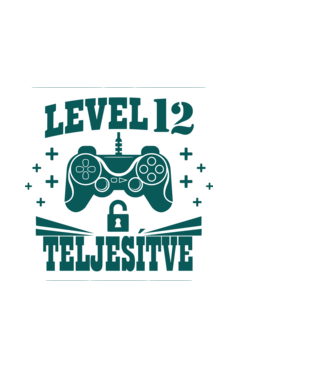 Level 12 teljesítve Szülinapos pólóminta minta fehér pólón