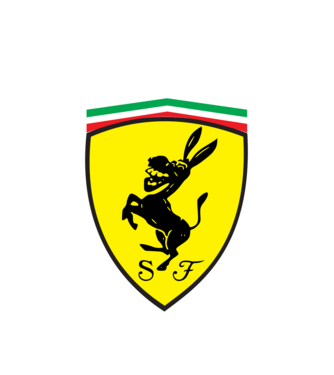 Ferrari csacsi vicces logó minta fehér pólón