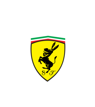 Ferrari csacsi vicces logó minta fehér pólón