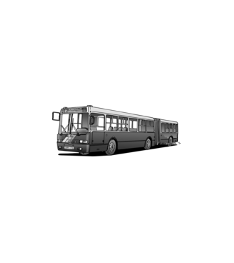 Ikarus 435 csuklós busz (7-es, szürke) minta fehér pólón