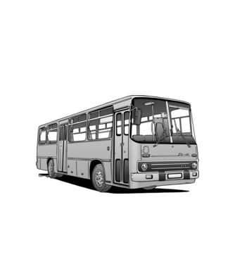 Ikarus 266 busz (szürke) minta fehér pólón