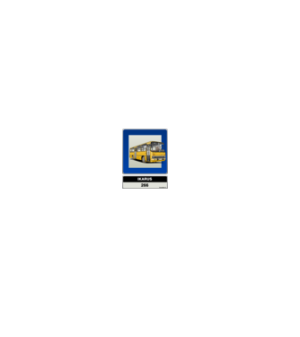 Ikarus 266 buszmegálló tábla minta szürke/fekete pólón