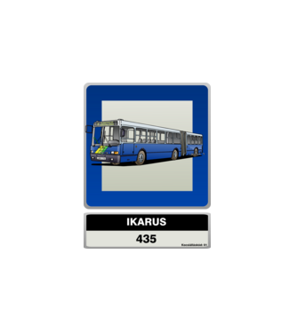 Ikarus 435 buszmegálló tábla minta fehér pólón