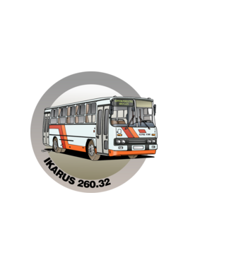 Ikarus 260 busz (körben) minta sötétszürke pólón