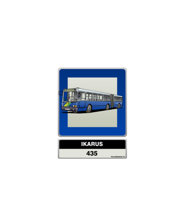Ikarus 435 buszmegálló tábla minta almazöld pólón