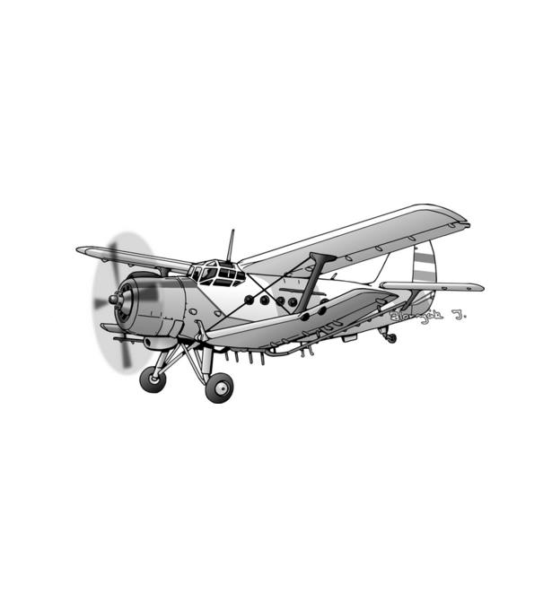 AN-2 repülőgép (szürke) minta fehér pólón