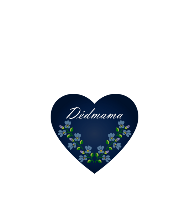 Dédmama felirat szívecskében minta királykék pólón