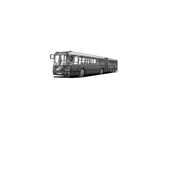 Ikarus 435 csuklós busz (7-es, szürke) minta szürke pólón