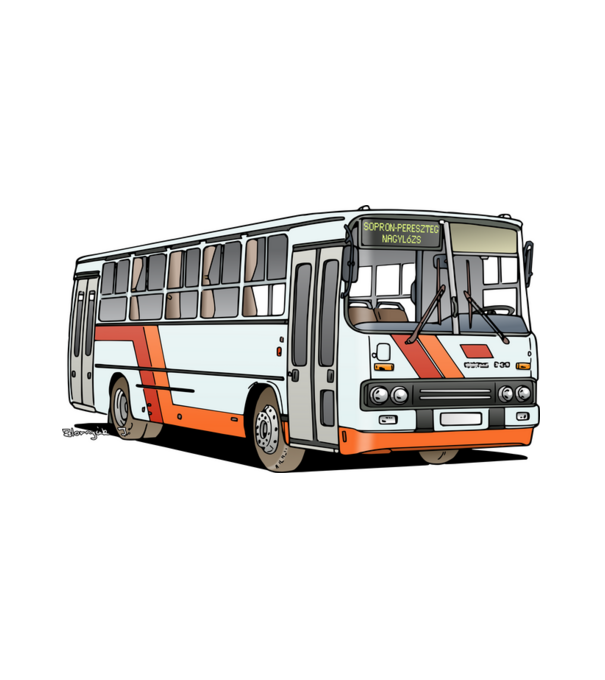 Ikarus 260 busz minta fehér pólón