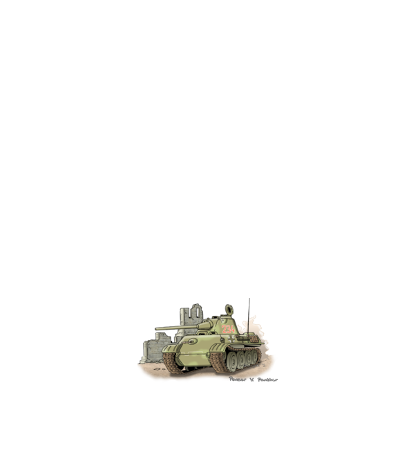 Panzer V. Panther Harckocsi minta fehér pólón