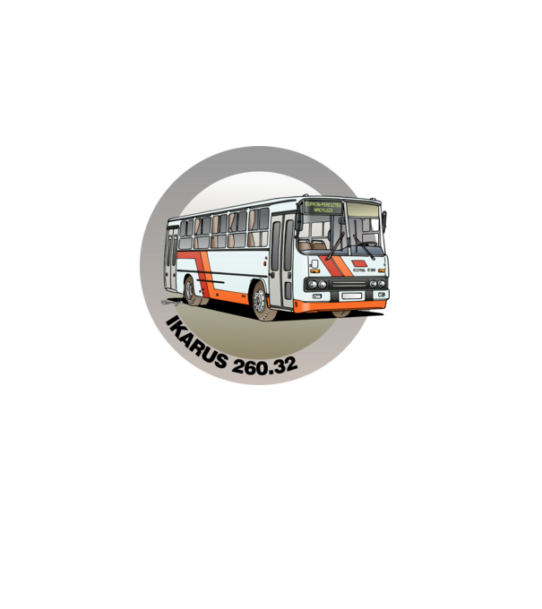 Ikarus 260 busz (körben) minta zöld pólón