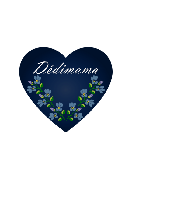 Dédimama felirat szívecskében virágokkal minta fekete pólón