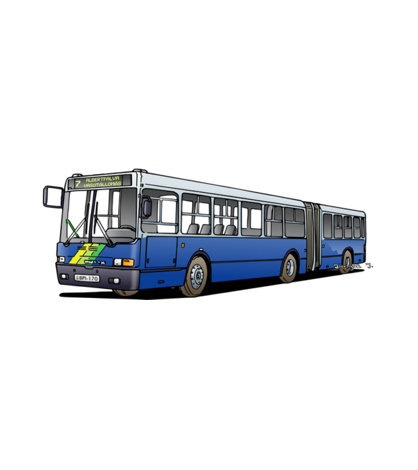 Ikarus 435 csuklós busz (7-es) minta fehér pólón