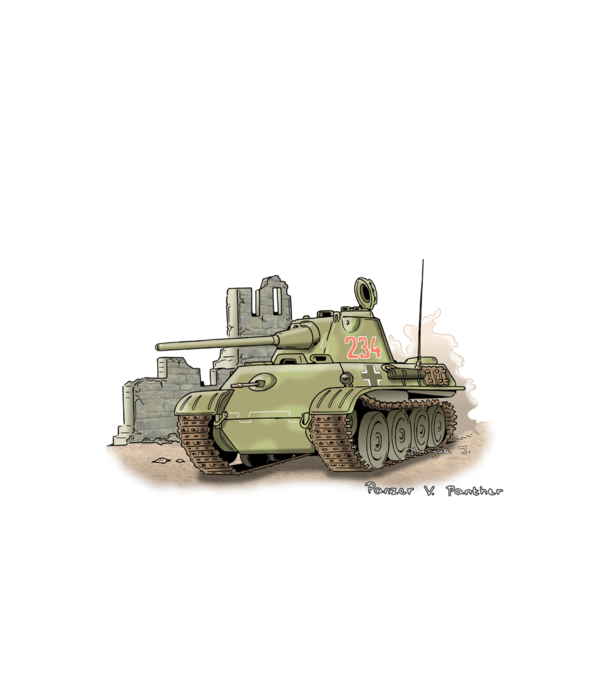 Panzer V. Panther Harckocsi minta almazöld pólón
