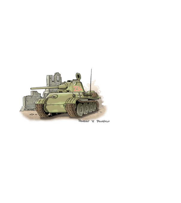 Panzer V. Panther Harckocsi minta fehér pólón