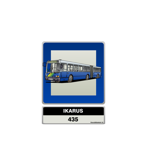Ikarus 435 buszmegálló tábla minta fehér pólón
