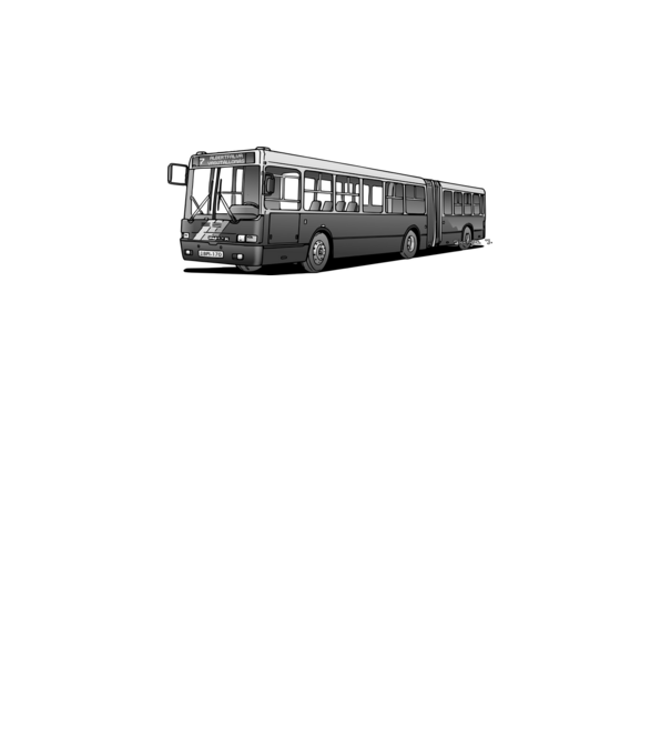 Ikarus 435 csuklós busz (7-es, szürke) minta fehér pólón