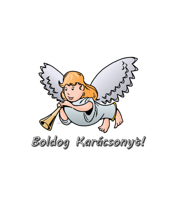 Angyalka ˝Boldog Karácsonyt!˝  minta fehér pólón