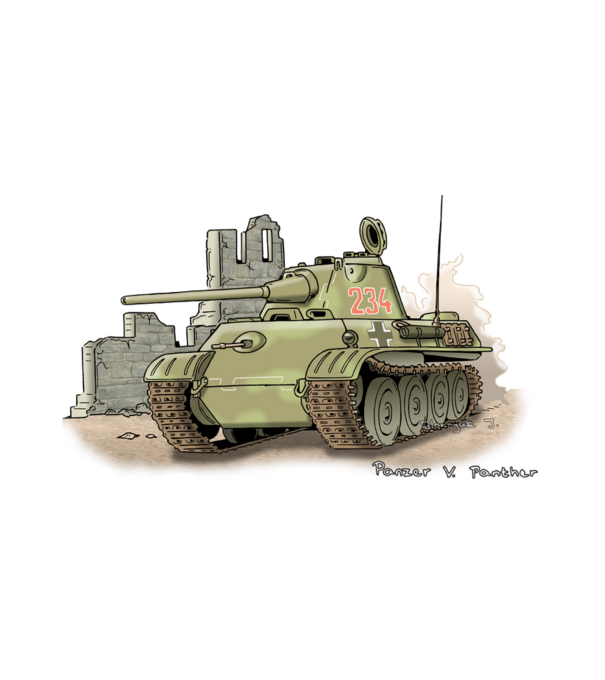 Panzer V. Panther Harckocsi  minta fehér pólón