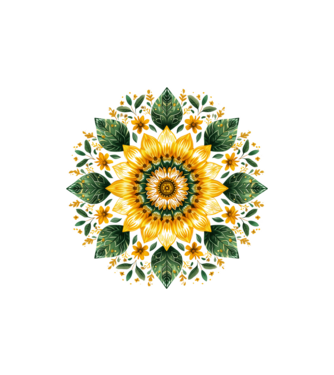 Sunflower mandala minta homokszín pólón