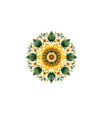 Sunflower mandala minta fehér pólón