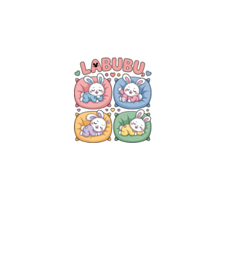 Labubu nyuszik a lustaság nagymesterei minta dusty pink pólón