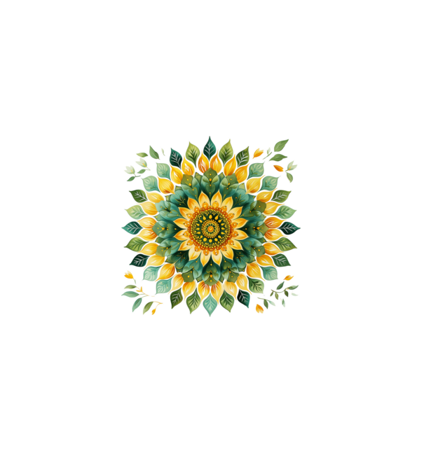 Sunflower mandala minta fehér pólón