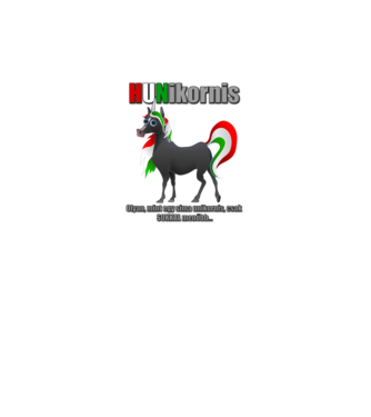 HUNikornis egyszarvú minta fehér pólón
